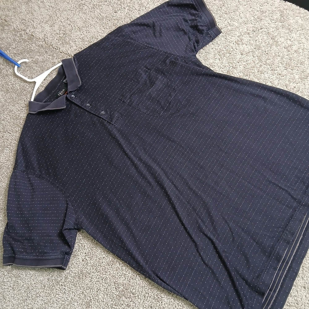 Izod Golf Mens Black Micro Dot Cotton Cool-FX Short Sleeve Polo Shirt L